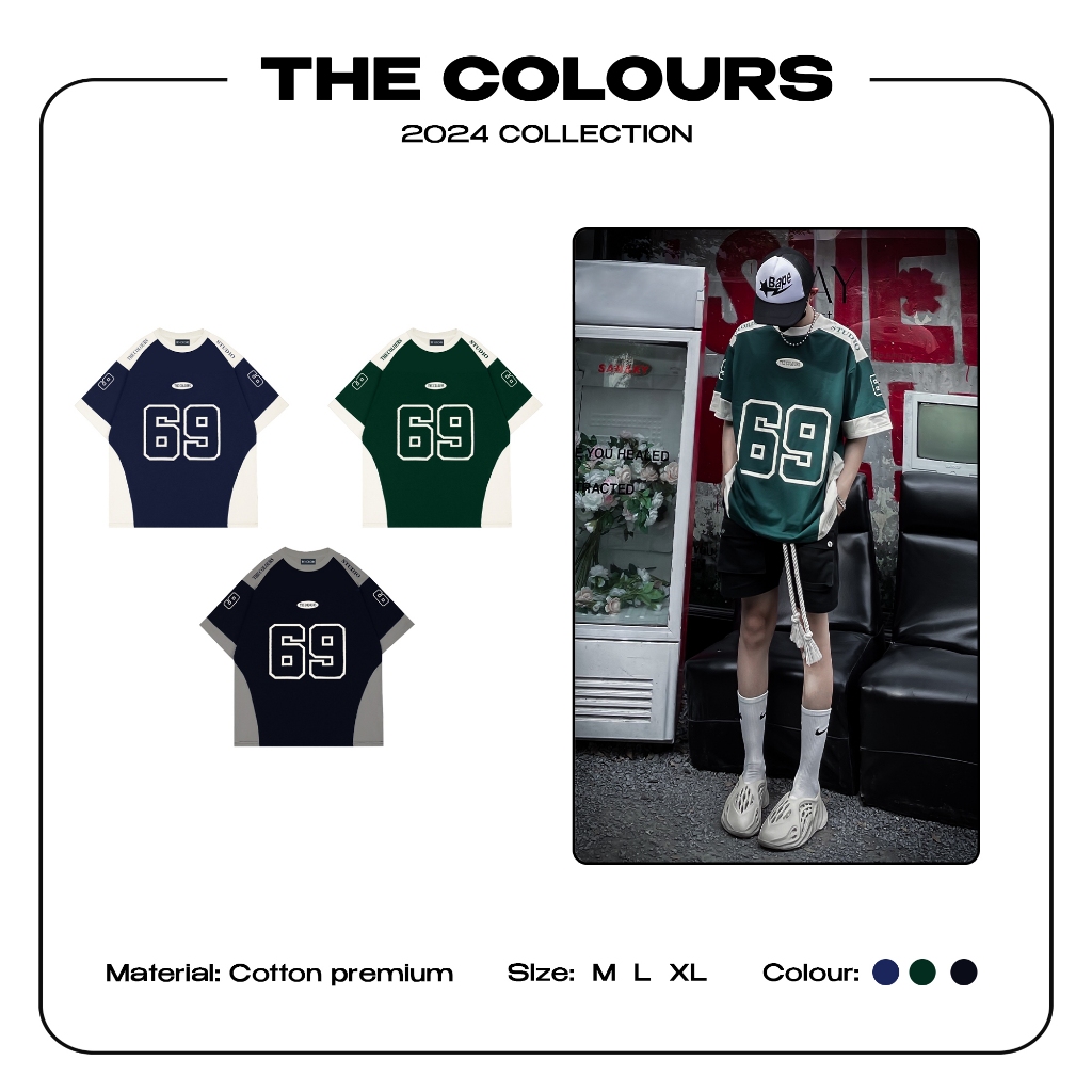 Áo Thun Số 69 Phối Thể Thao Form Over Size Áo Phông Bóng Đá Bóng Rổ Local Brand The Colours