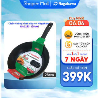 Chảo kim cương đáy từ sâu lòng 28cm Nagakawa NAG2851 - Dùng cho mọi loại bếp - Hàng chính hãng