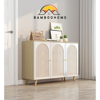 Tủ giày 3 cánh mây bằng gỗ kích thước lớn, kệ để đồ nhiều tầng Bamboohome lắp ghép tiện lợi BH 12 tháng lỗi 1  - D55
