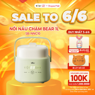 Nồi Nấu Chậm Bear 1L Chính Hãng 8 Chế Độ Nấu Hầm Chưng Yến Tiết Kiệm Thời Gian Giữ Trọn Dinh Dưỡng SB-NNC10