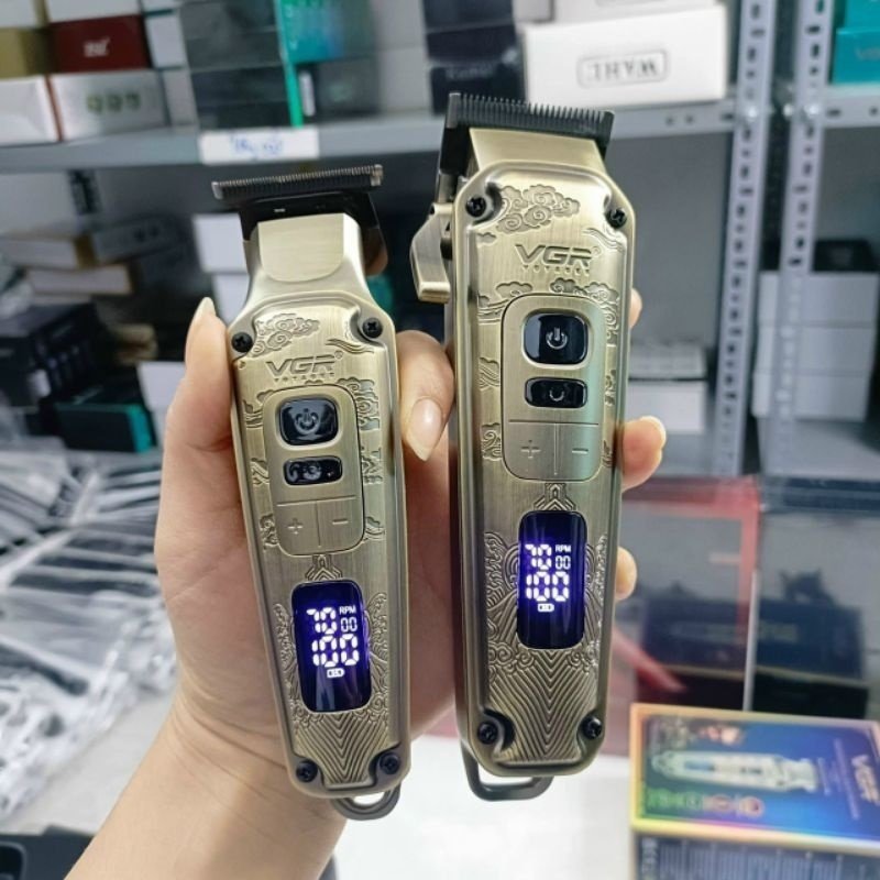 Tông Đơ Cắt Tóc VGR V-005 Và Tông Đơ Bấm Viền VGR V-901 Kim Loại Nguyên Khối, Lưỡi Thép KHông Gỉ Hai