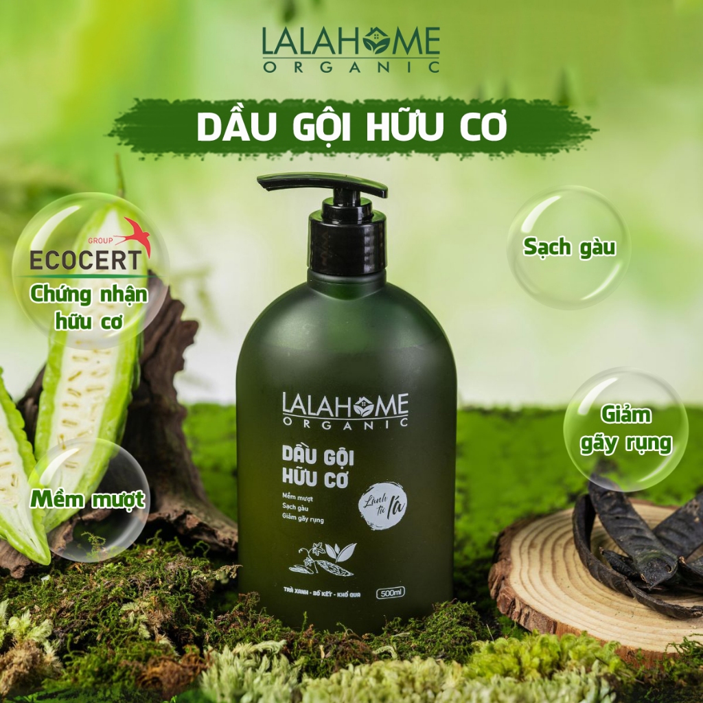 [Chính hãng] Dầu gội Trà Xanh, Bồ Kết, Khổ Qua LALAHOME ORGANIC - Giảm ngứa, sạch gàu