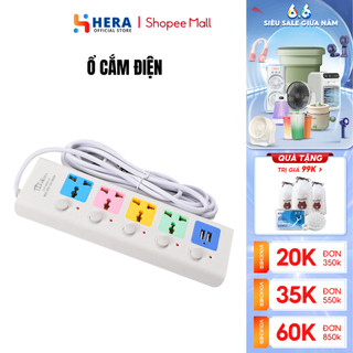 Ổ Điện, Ổ Cắm Điện Đa Năng GODWELL, Dây Cáp Dày Chất Lượng An Toàn Chống Giật Thông Minh Kèm Miếng Dán Ổ Điện