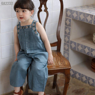 Set Bộ Đồ Áo Viền Hoa Quần Dài Jean Ống Rộng Cho Bé Gái 1 2 3 4 5 Tuổi MINTSCLOSET Quảng Châu GA2232