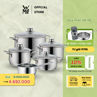 Bộ Nồi WMF DIADEM 5 Món Chất Liệu Thép Không Gỉ Cromargan Cao Cấp Dùng Cho Mọi Loại Bếp - 0730356040