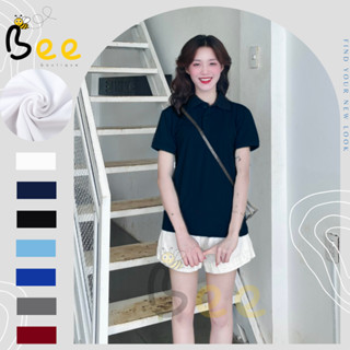 Áo thun nữ POLO BEE cổ bẻ trụ tay ngắn basic phông màu xanh đen trơn cá tính vải cá sấu cao cấp thoáng mát công sở