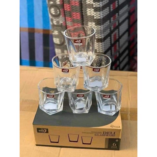 Bộ 6 Cốc Thuỷ Tinh-Bộ Cốc Thuỷ Tinh Deli 5 cạnh cao cấp