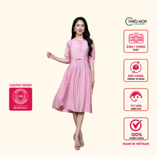 Đầm Trung Niên cho mẹ, chất liệu tơ xước cao cấp, mềm mát che khuyết điểm tốt Thương Hiệu Thiều Hoa P0336