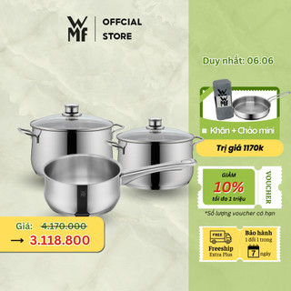 Bộ Nồi Đáy Từ 3 Món WMF Diadem Plus Chất Liệu Thép Cromargan Không Gỉ Size 20,16,16cm - 0730299990