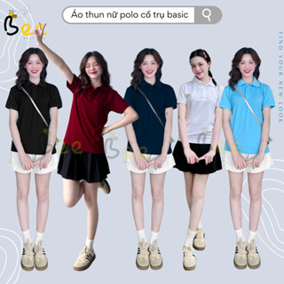 Áo thun nữ POLO BEE cổ bẻ trụ tay ngắn basic phông màu trơn đỏ xanh trắng đen vải cá sấu cao cấp công sở