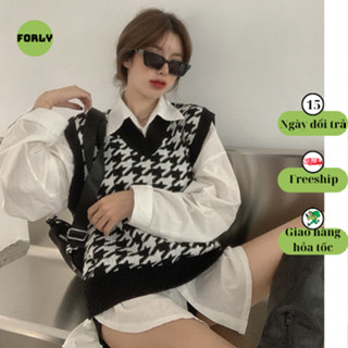 Áo gile kiểu vintage kẻ caro forly phong cách cá tính với áo không tay dáng xuông FG090