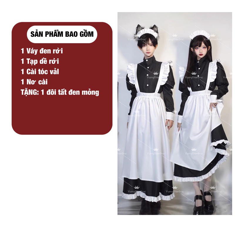 Maid dài cosplay dành cho nam nữ TẶNG TẤT | BigBuy360 - bigbuy360.vn