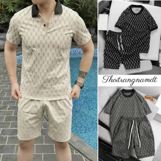 Bộ Thể Thao Nam BC Phối 2 kiểu cổ tròn và cổ polo tay ngắn vải thun lạnh thoáng mát co giãn chuẩn form - thoitrangnamdt