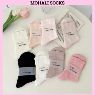 Tất trơn cao cổ 11 màu pastel cao cấp, vớ nam nữ cotton cổ cao bo chun thời trang MOHALISOCKS VC131