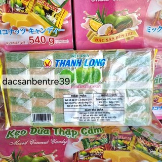 Kẹo dừa lá dứa sầu riêng Thanh Long ( gói tay, bịch 500g )