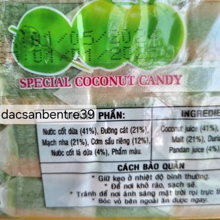 Kẹo dừa lá dứa sầu riêng Thanh Long ( gói tay, bịch 500g )