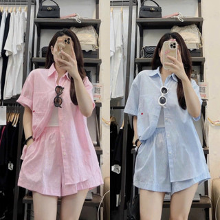 Set Bộ Đùi Nữ , Set Bộ Sơ Mi Cổ Bẻ Kèm Áo