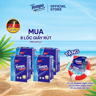 [MUA 8 LỐC TẶNG (2 LỐC GIÁY BỎ TÚI + 1 LỐC KHĂN ƯỚT MINI)] Khăn Giấy Rút Tempo 4 Lớp Bền Dai, An Toàn - Thương Hiệu Đức