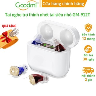 Tai nghe trợ thính, máy trợ thính lọt tai goodmi gm-912t, sạc pin tiết kiệm, lọc tạp âm, chống hú