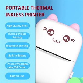 Máy In Nhiệt Mini Bluetooth 203DPI Sạc USB In Không Cần Mực (Tặng Kèm 3 Cuộn Giấy In)