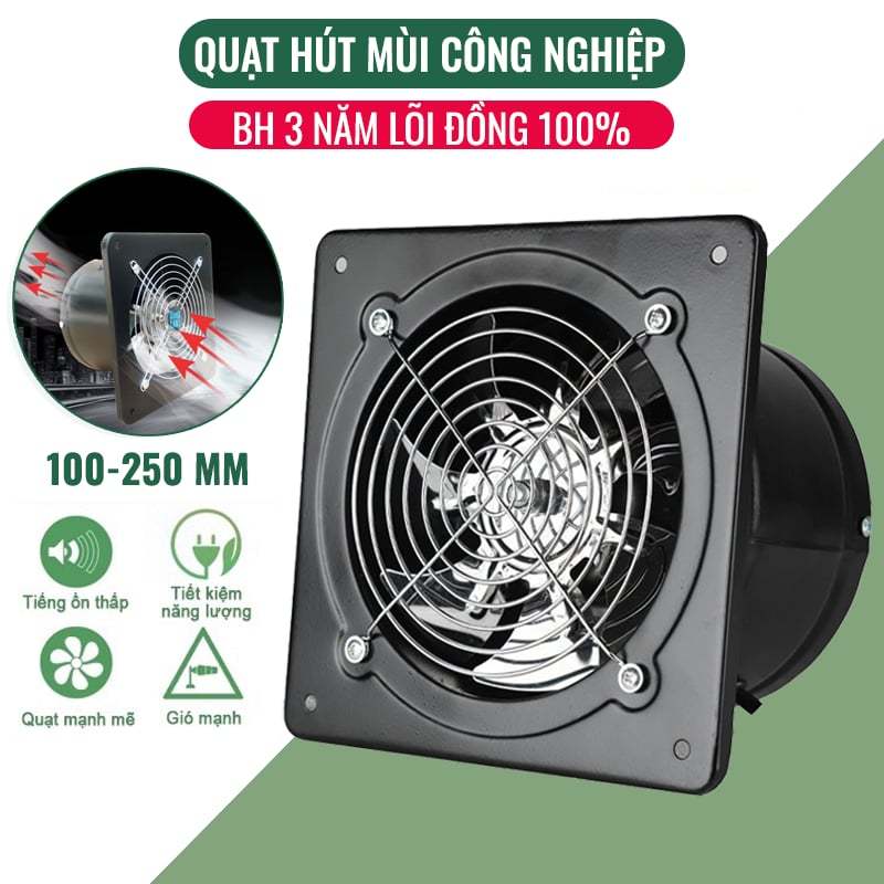 (Phiên bản INOX) Quạt hút mùi Quạt hút khói công nghiệp công suất lớn phòng 18-50m2