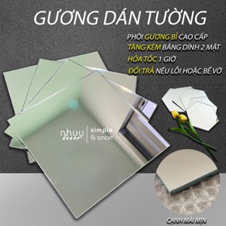 Gương dán tường NHU Y DECOR , gương thật hình vuông ghép lại độc đáo sáng tạo, kính dán soi rõ nét 20x20cm [Có kèm keo]