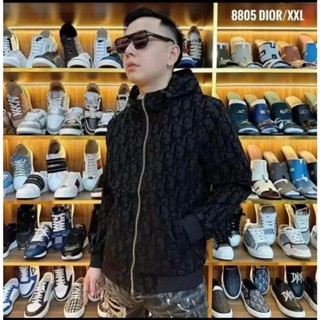 Áo Khoác Dù Nam , Áo Gió Dior 2 Lớp Vân Nhung Mũ Trùm Hoodie Cao Cấp