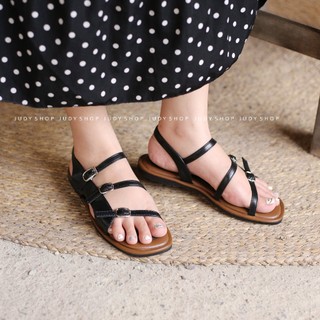 Giày Sandal Trệt JUDY 3 Dây Ngang Khuy Da Mềm QCCC 