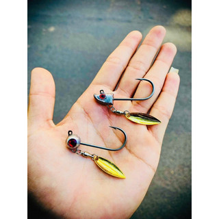 Lưỡi câu cá lóc cá chẽm , lưỡi JIGHEAD ĐẦU CÁ thép cứng dùng cho các loại mồi mềm Fishing