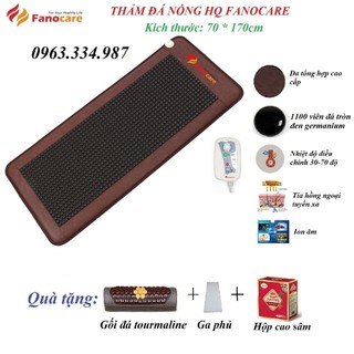 Thảm đá nhiệt nóng HQ Fanocare KT 70*170cm đá tròn đen bóng