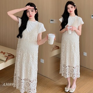 Váy đầm thun ren 2 lớp a3089