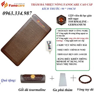 Thảm đá nóng HQ Fanocare cao cấp KT 90x190x3.5cm đá lục giác mắt ngọc có sóng siêu dài