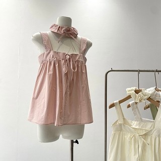 LYRA Áo 2 dây bản to babydoll thắt nơ kèm scrunchies CSYAC0214