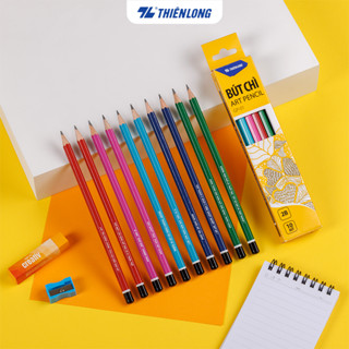Combo 10  cây Bút chì gỗ Thiên Long GP-01 2B, màu đậm, viết êm, mềm và không gãy khi chuốt nhọn, thân bút nhiều màu sắc