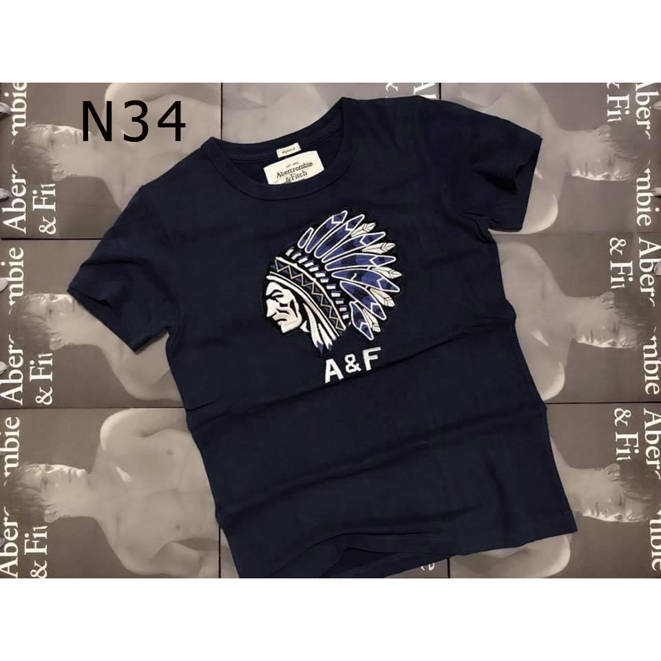 Áo thun nam ngắn tay cotton cổ tròn hiệu Abercrombie