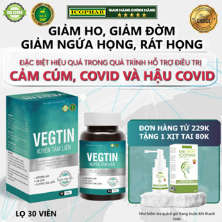 Viên uống giảm ho VEGTIN XUYÊN TÂM LIÊN (30 viên) - Hỗ trợ trị ho, giảm ho, tiêu đờm, đau họng, ngứa rát họng