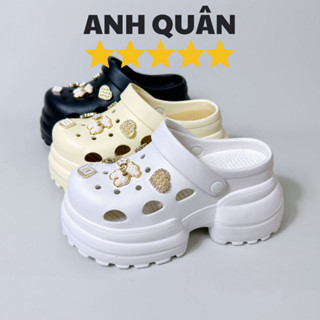 Dé cross, dép bánh mì đế cao 7CM dành cho nữ siêu nhẹ ĐÍNH STICK thời trang mẫu mới mùa hè 2024 (305)