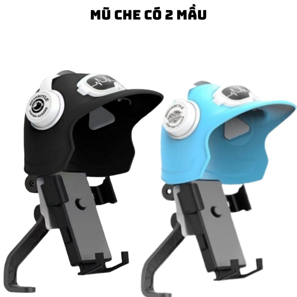   Có 2 Màu Xanh & Đen   - Gía Đỡ Điện Thoại Gắn Chân Gương Xe Máy Có Nón Bảo Hiểm Che Mưa  Che Nắng Chống Rung Lắc 