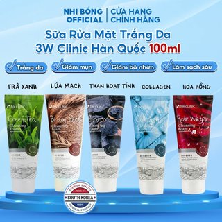 Sữa Rửa Mặt Trắng Da Giảm Mụn Từ Thiên Nhiên 3w Clinic Hàn Quốc 100ml Giúp Da Trắng Sáng & Mềm Mịn Tự Nhiên