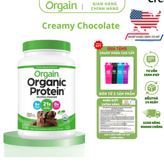 Bột Protein hữu cơ ORGAIN Organic Protein giúp phát triển cơ bắp, và sức khoẻ hương Cream Chocolate