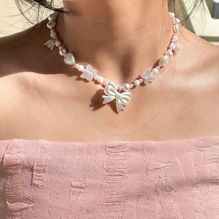 Vòng cổ hạt cườm handmade tone trắng thanh lịch - Adeline