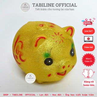 Lợn đất heo đất ống heo tiết kiệm tiền TABILINE Size nhỏ 2 kim tuyến vàng vip LD19