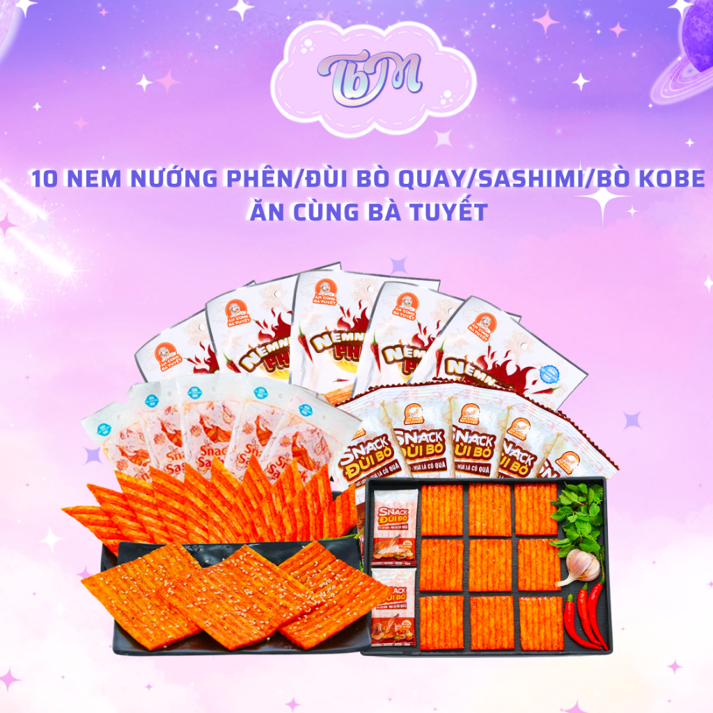 Combo 10 nem nướng phên, đùi bò cay, sashimi, bò Kobe ăn cùng bà Tuyết