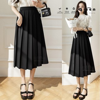 Chân Váy Xếp Ly Dài QIIEN, Chân Váy Xếp Ly Midi Dáng Công Sở, Vải Cao Cấp Xuất Hàn CV027