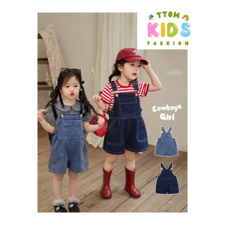 Quần yếm đùi bò cho bé gái bé trai Y4 túi trước ngực 2 bên đáng yêu loại 1 Ttom.kids