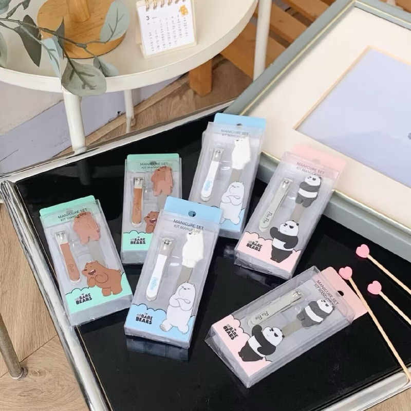 Set bấm móng tay + dũa móng WE BARE BEARS hàng tuồn MINISO nguyên box siêu xịn