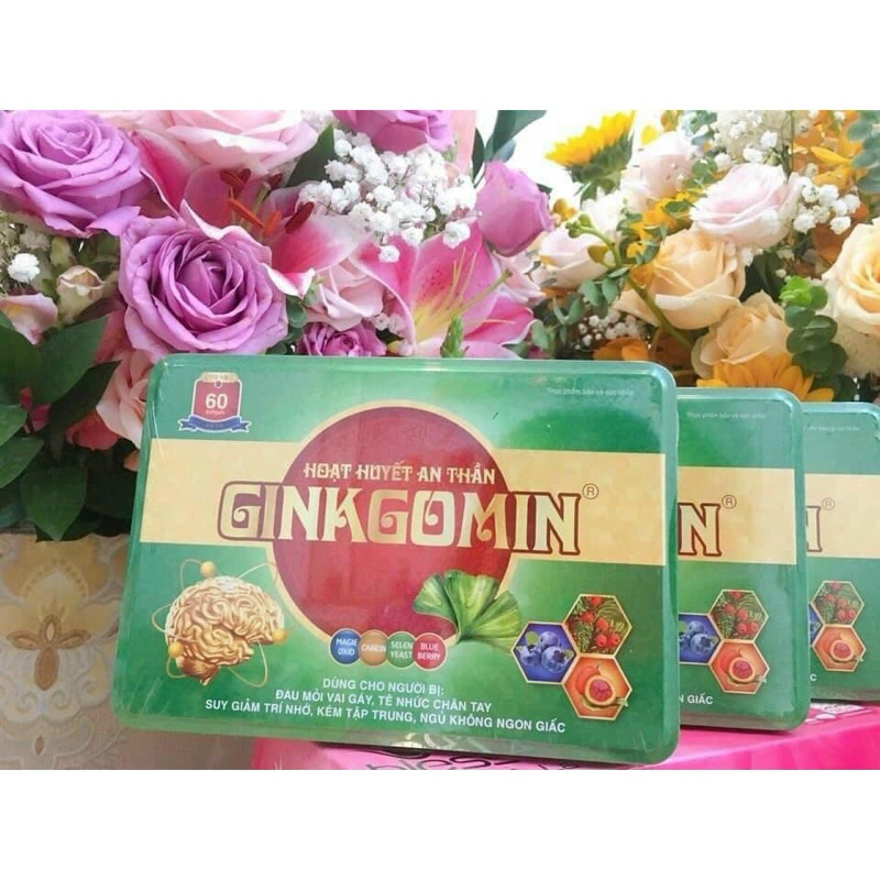 Viên uống Hoạt Huyết Ginkgomin ngủ ngon an thần hộp sắt 60 viên