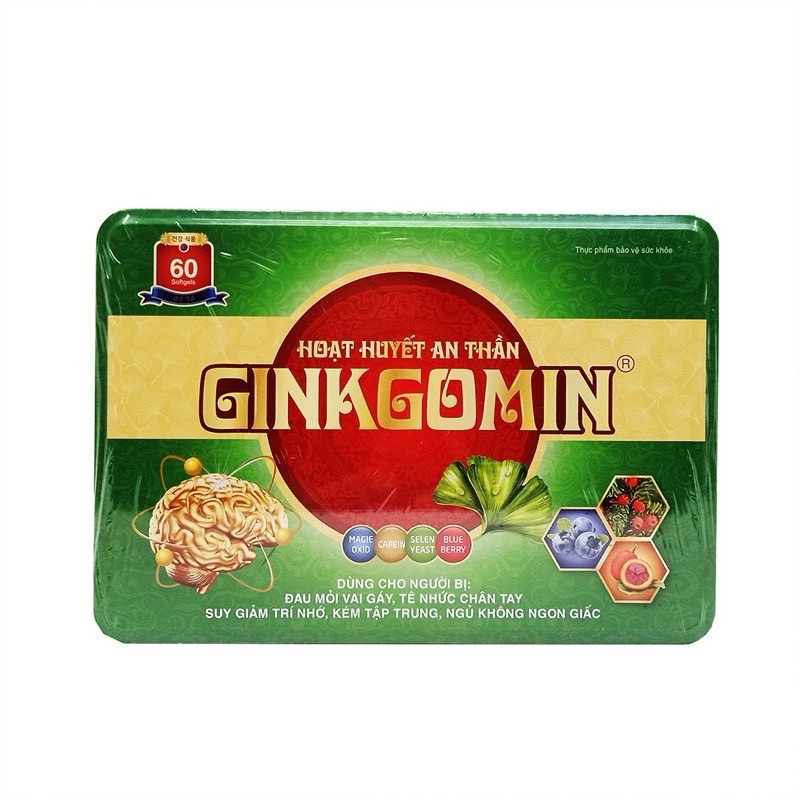 Viên uống Hoạt Huyết Ginkgomin ngủ ngon an thần hộp sắt 60 viên