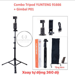 combo tripod yunteng 91666 kèm gimbal p01 xoay tự động 360 độ