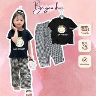 Đồ bộ bé gái quần sọc chất cotton Size 20-35kg B0040